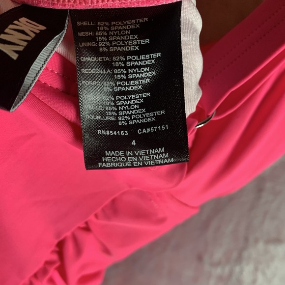 DKNY Women's Swimsuit 4 One Piece Pink Ruffle Underwire Plunge Tummy Control NWT - Picture 7 of 8